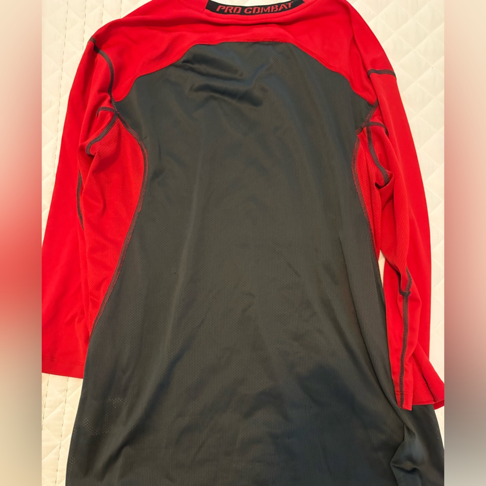 Nike Pro Combat Red and Black Shirt - Picture 3 of 4